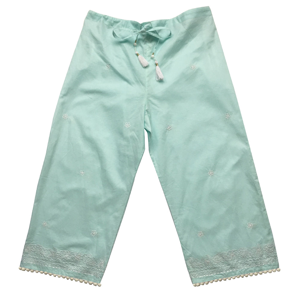 Amalfi Mint Green Embroidered Summer Trousers