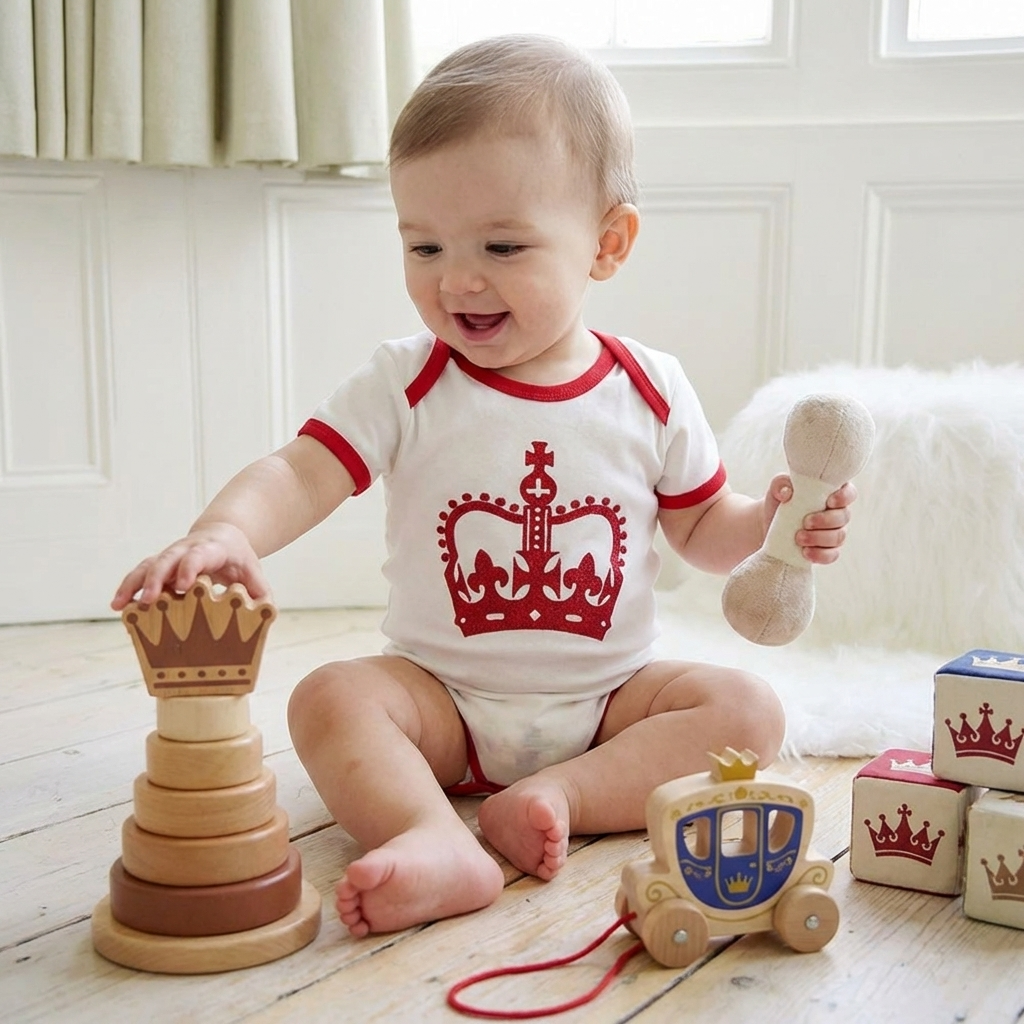 刺繍入りクラウン Baby Grow