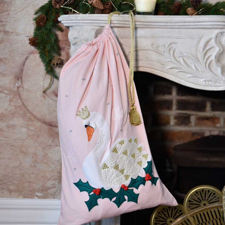 Pink Swan Christmas Sack