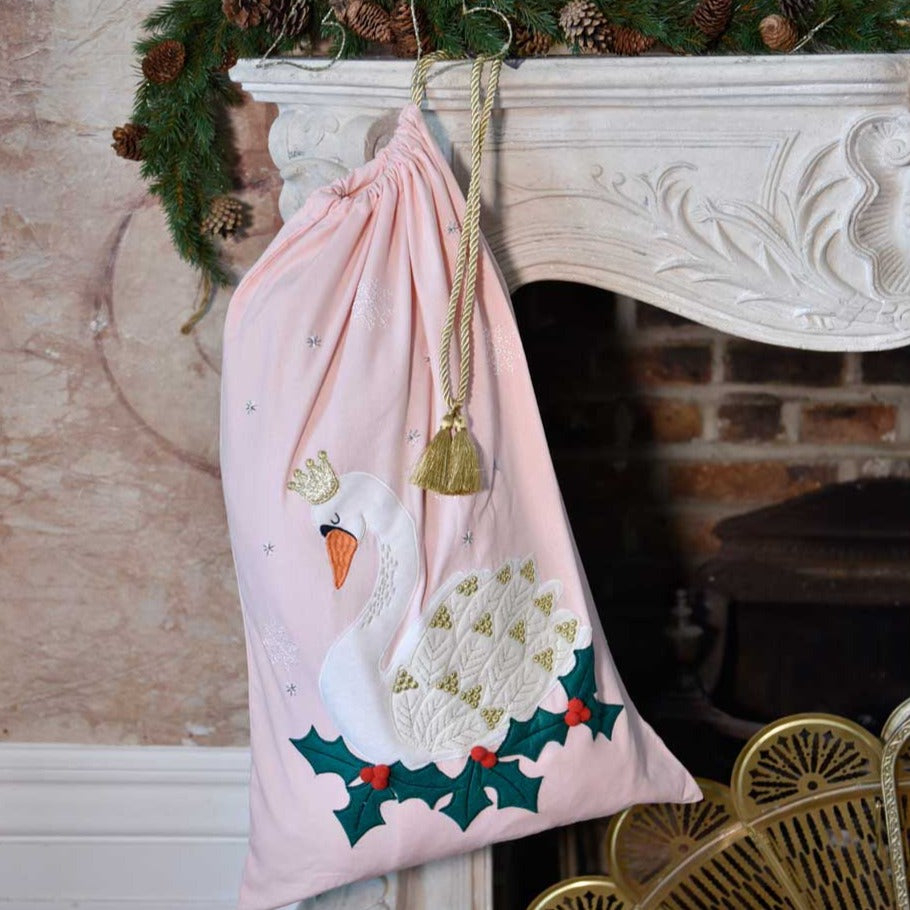 Pink Swan Christmas Sack