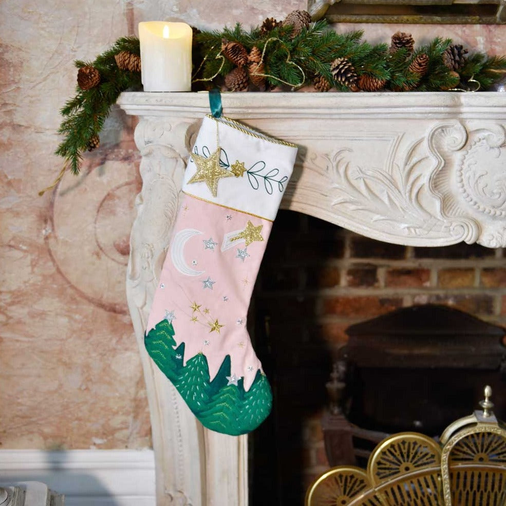 Pink Forest Christmas Stocking