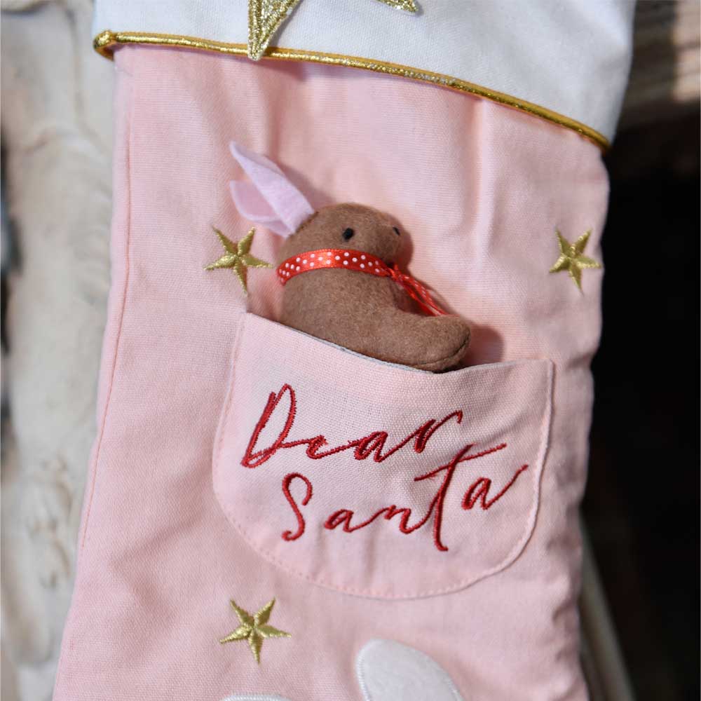 Pink Rabbit Christmas Stocking