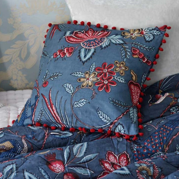 Grey Fruit Bird Square Cushion With Pad 45cm