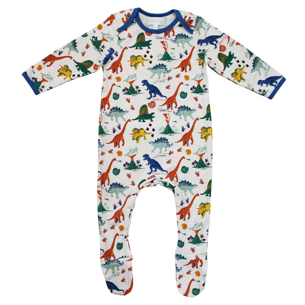 Colourful Dinosaur Print Jumpsuit With Feet