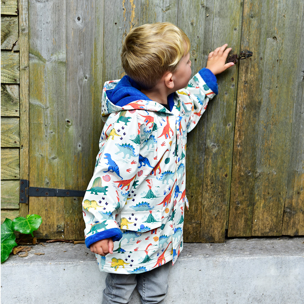 Colourful Dinosaur Print Raincoat