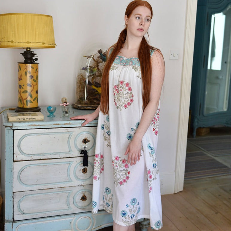 Joella - Blue & Pink Block Print Dress