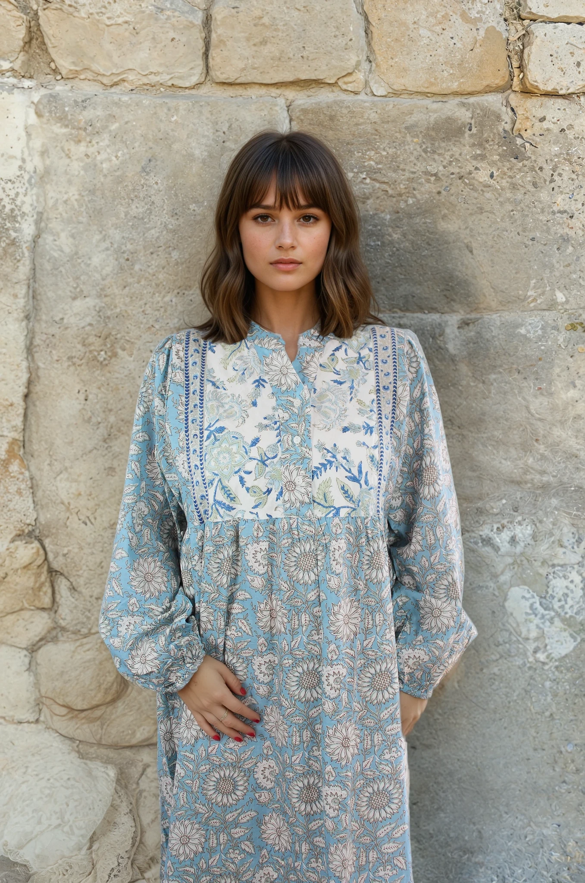 Emery - Pale Blue Cornflower Cotton Dress