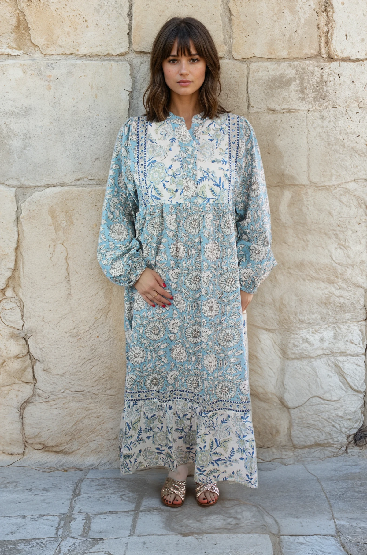 Emery - Pale Blue Cornflower Cotton Dress