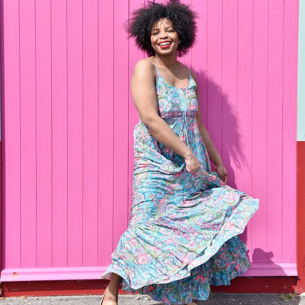 ‘Harmony’ Colourful Floral Strappy Viscose Dress