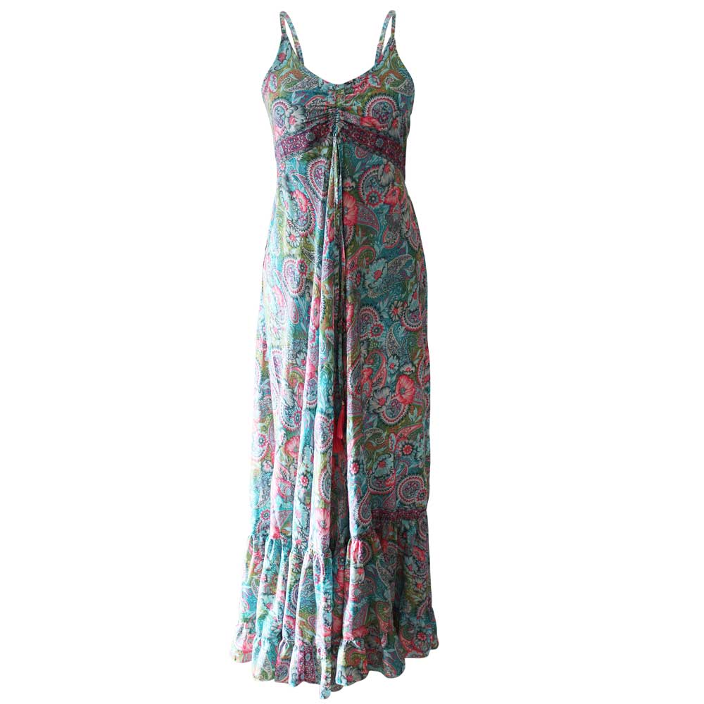 ‘Harmony’ Colourful Floral Strappy Viscose Dress