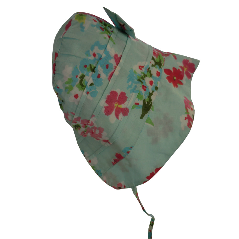 Blue Floral Baby Bonnet