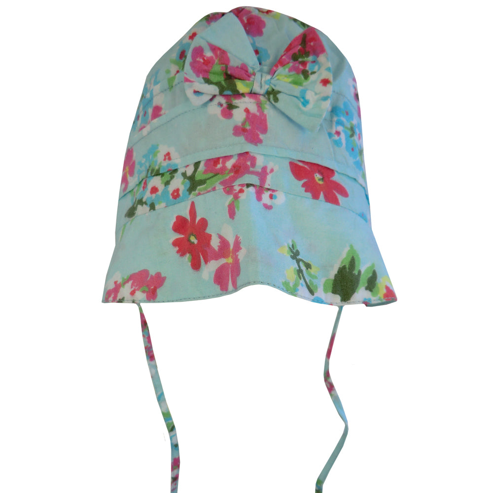 Blue Floral Baby Bonnet