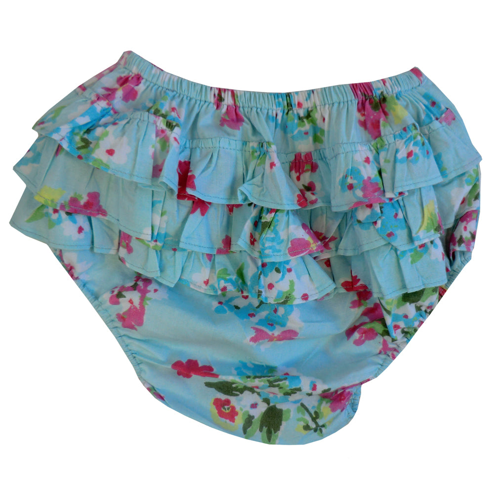 Blue Floral Print Frilly Knickers