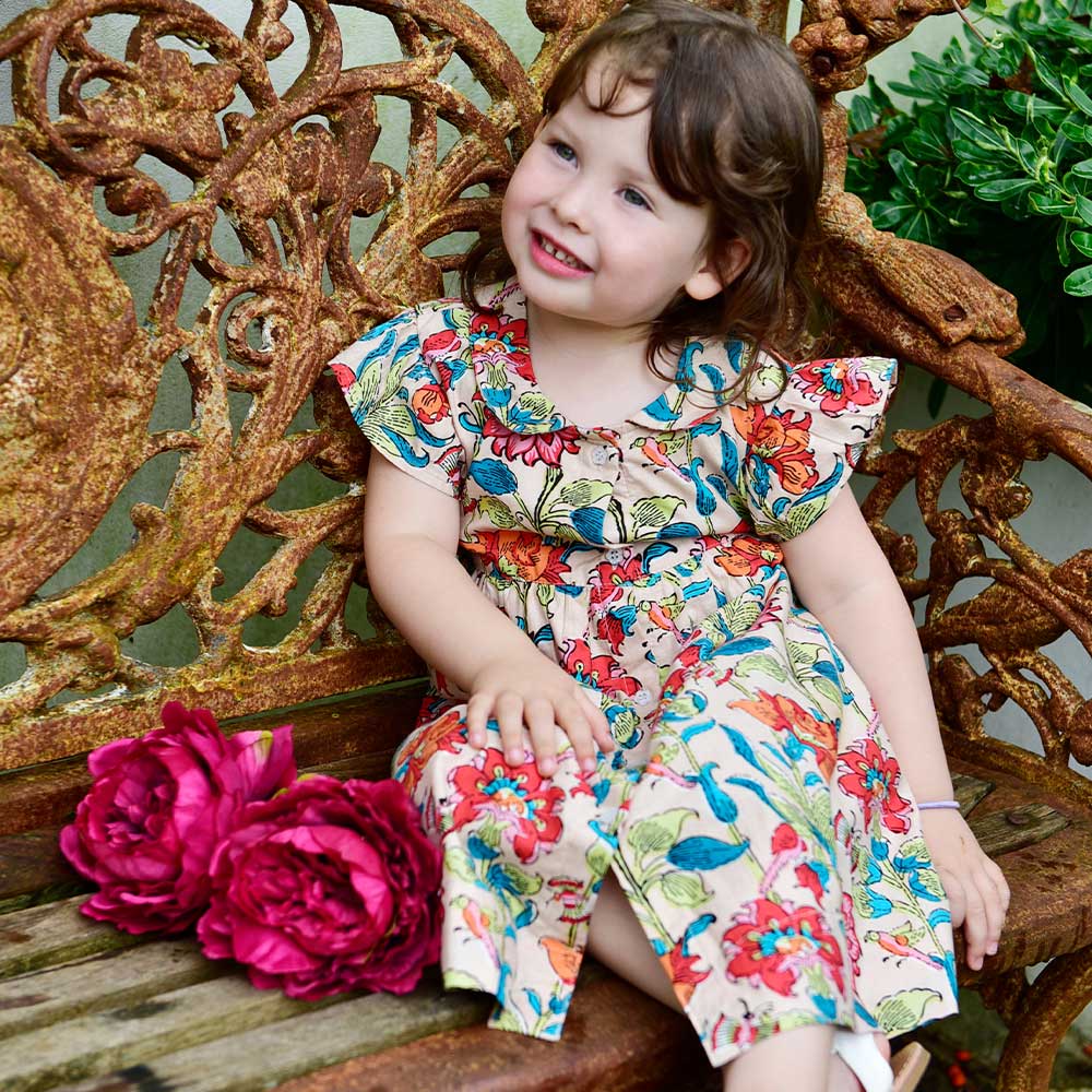 Floral Garden Button Down Dress With Peter Pan Collar