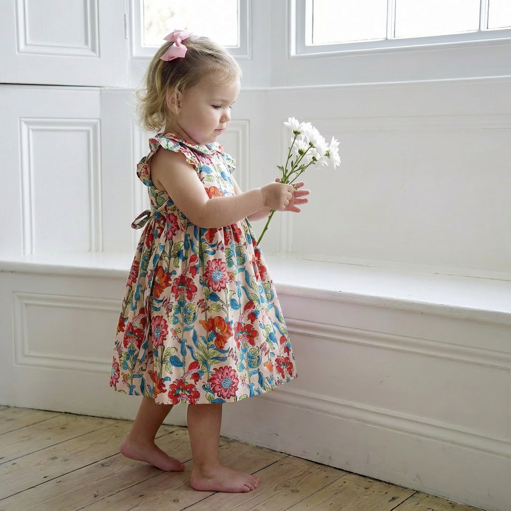 Floral Garden Button Down Dress With Peter Pan Collar