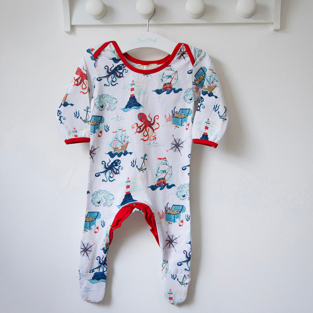 High Sea Print Jumpsuit With Feet