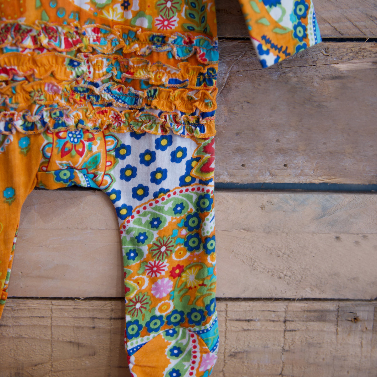Orange Paisley Jumpsuit With Zip