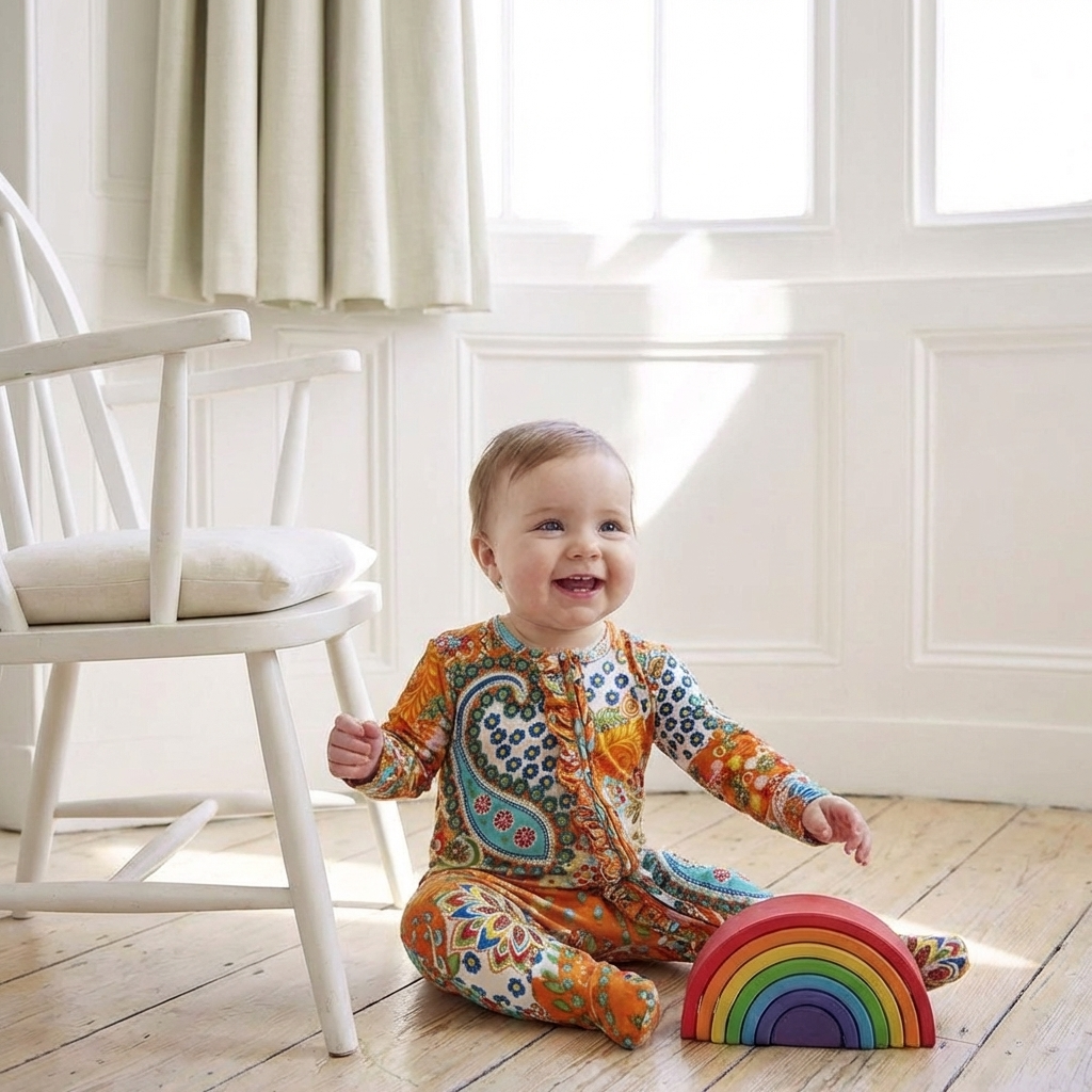 Orange Paisley Jumpsuit With Zip
