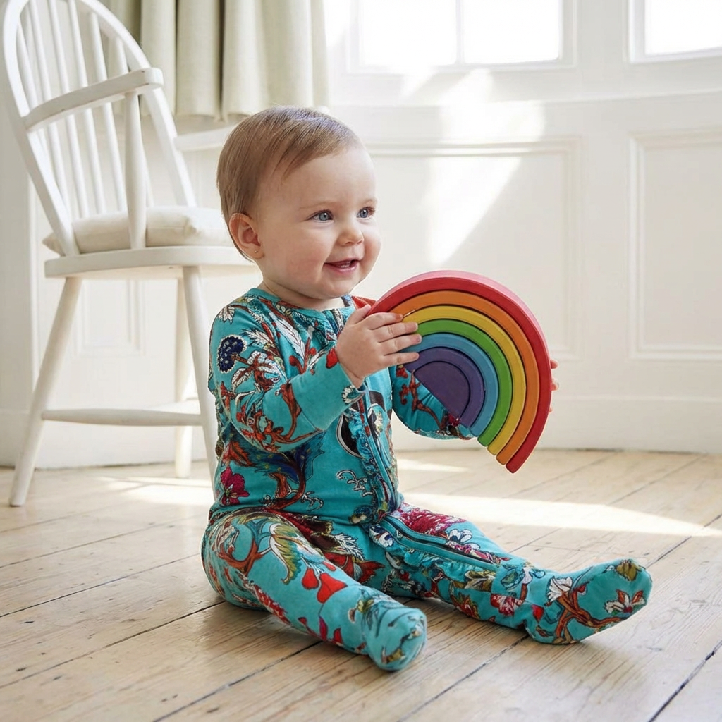 Teal Exotic Flower Jumpsuit With Zip