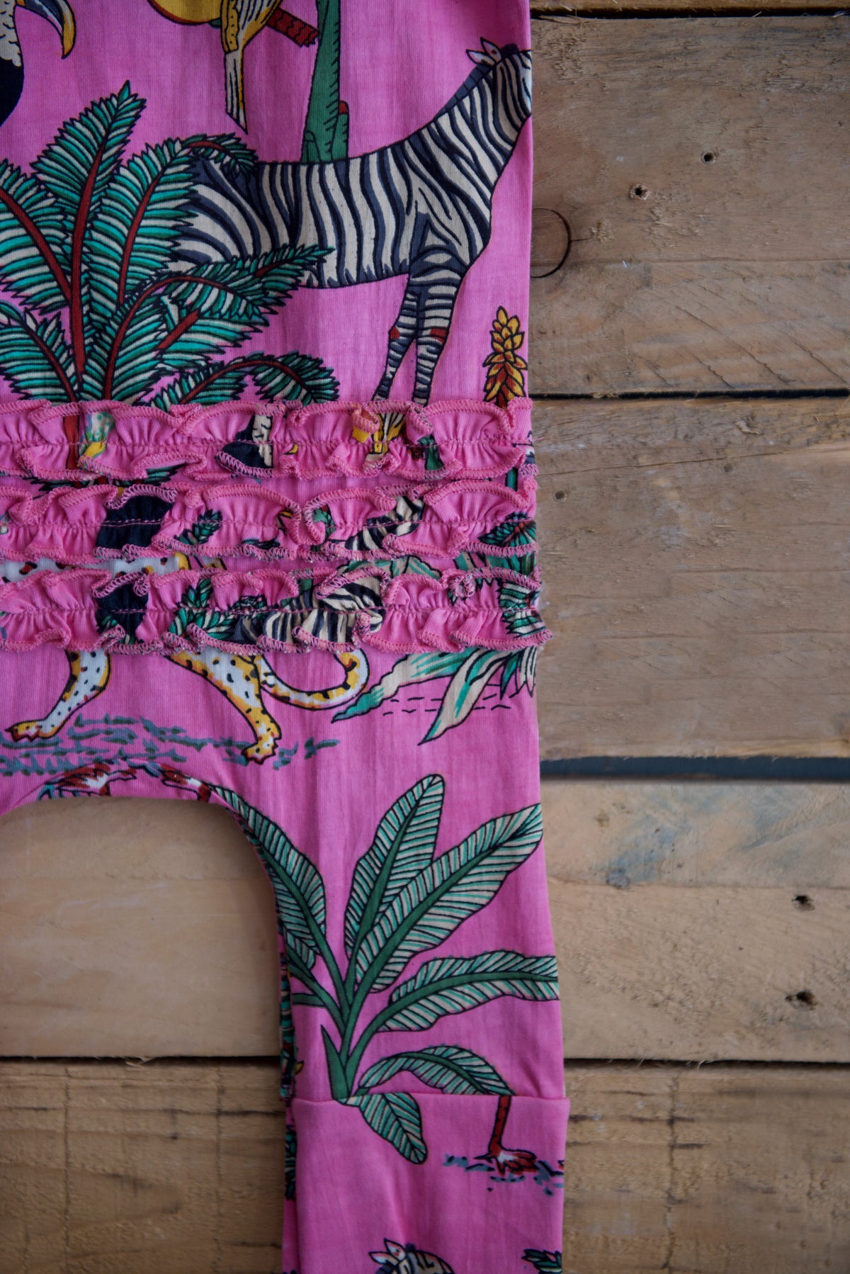 Pink Safari Short Sleeve Jumpsuit