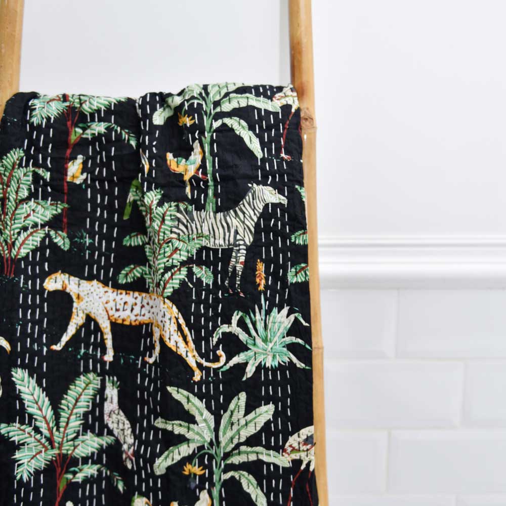 Safari At Night Kantha Throw
