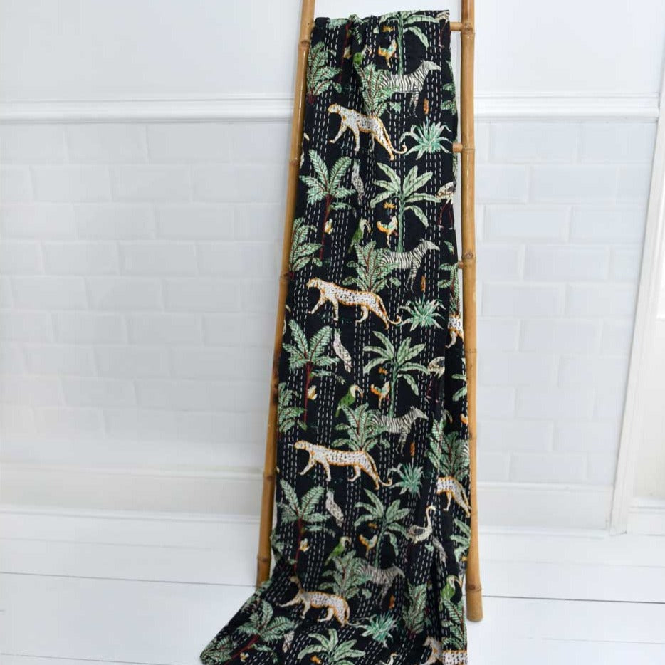 Safari At Night Kantha Throw