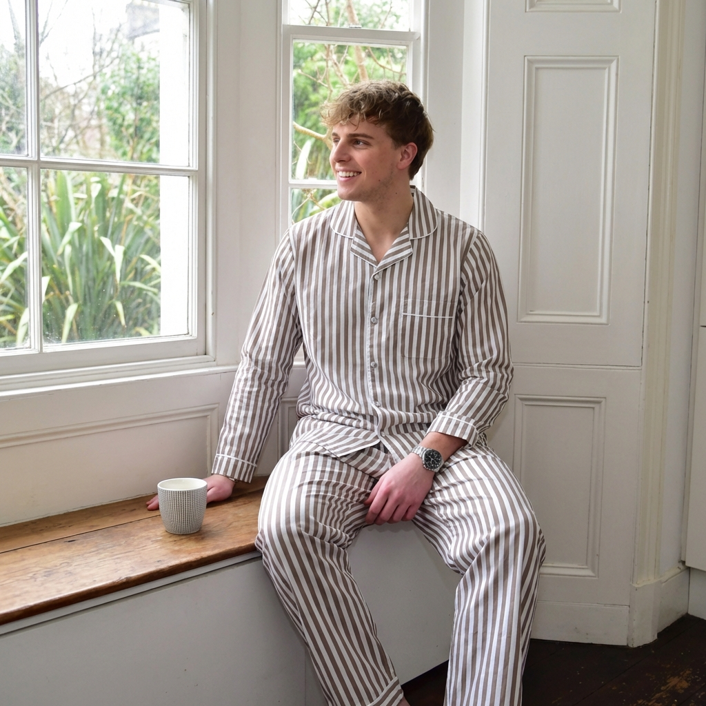 Pigiama Uomo Fred In Modal A Righe Bianche E Rosse