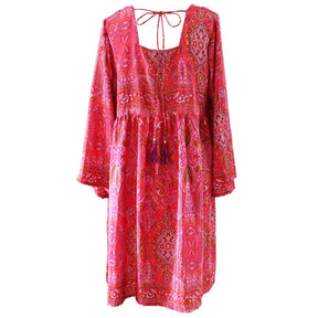 Phoebe - Red & Pink Paisley Baby Doll Dress
