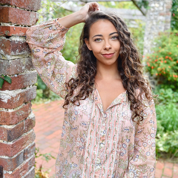 Peach & Green Button Down Shirt