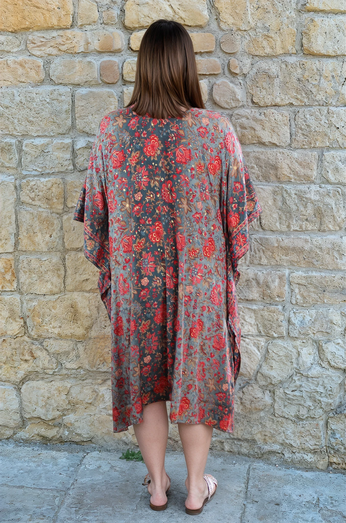 Paloma - Pink & Grey Kaftan