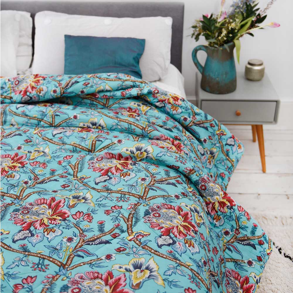 Edredón Estampado Clavel Azul