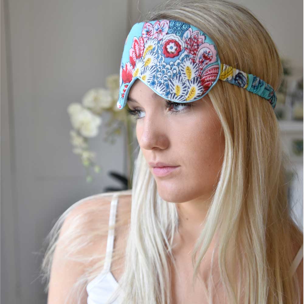 Blue Braided Eyemask With Side Flower Eye Masks Female main image 1