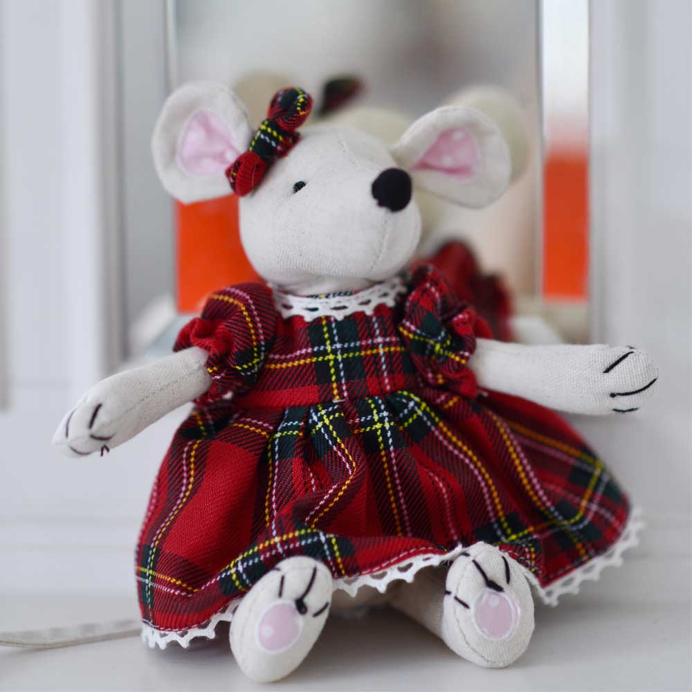 Cute Cotton Mouse With Tartan Dress
