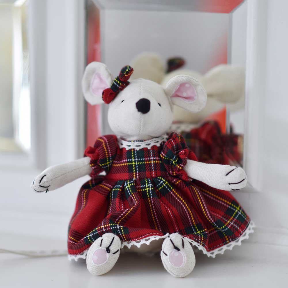 Cute Cotton Mouse With Tartan Dress