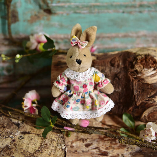 Mini Soft Rabbit With Floral Fruit Dress