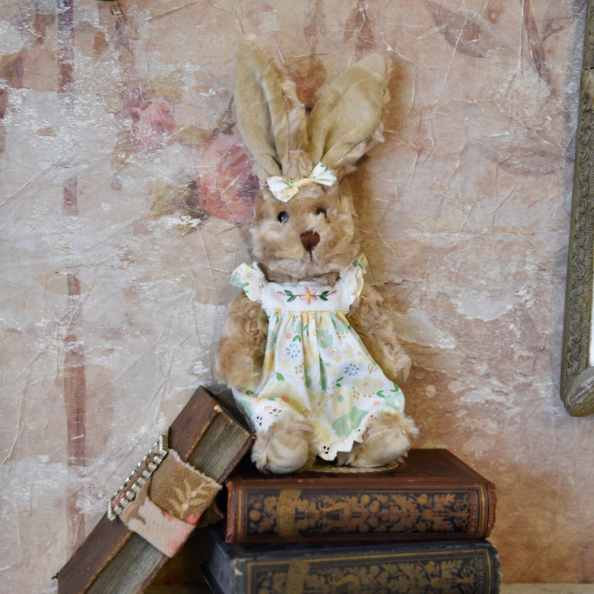 Small Rabbit Teddy With Yellow Floral Dress