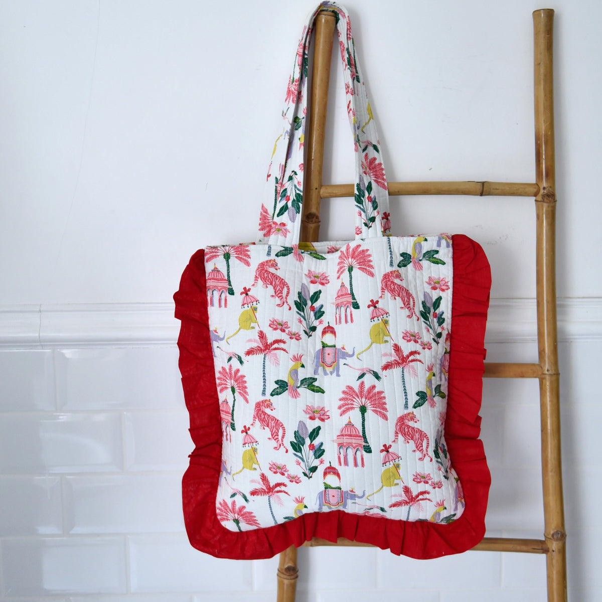 Sultan’s Garden Quilted Ruffle Tote Bag