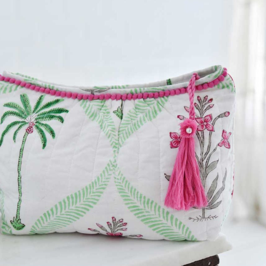 Floral Pink Palms Wash Bags