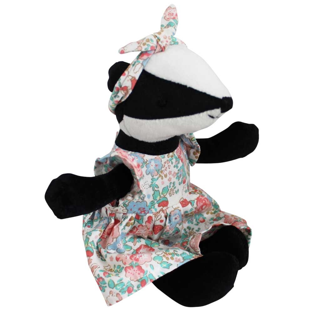 Mrs Badger With Floral Dress & Headscarf Soft Toy