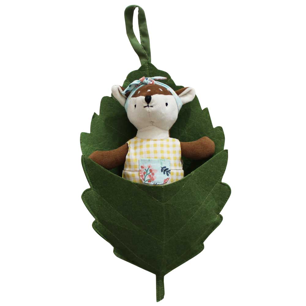 Mrs Deer With Yellow Gingham Dungarees Soft Toy