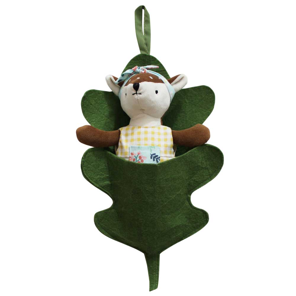 Mrs Deer With Yellow Gingham Dungarees Soft Toy
