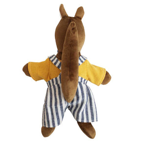 Mr Squirrel With Mustard Top & Stripy Dungarees Soft Toy