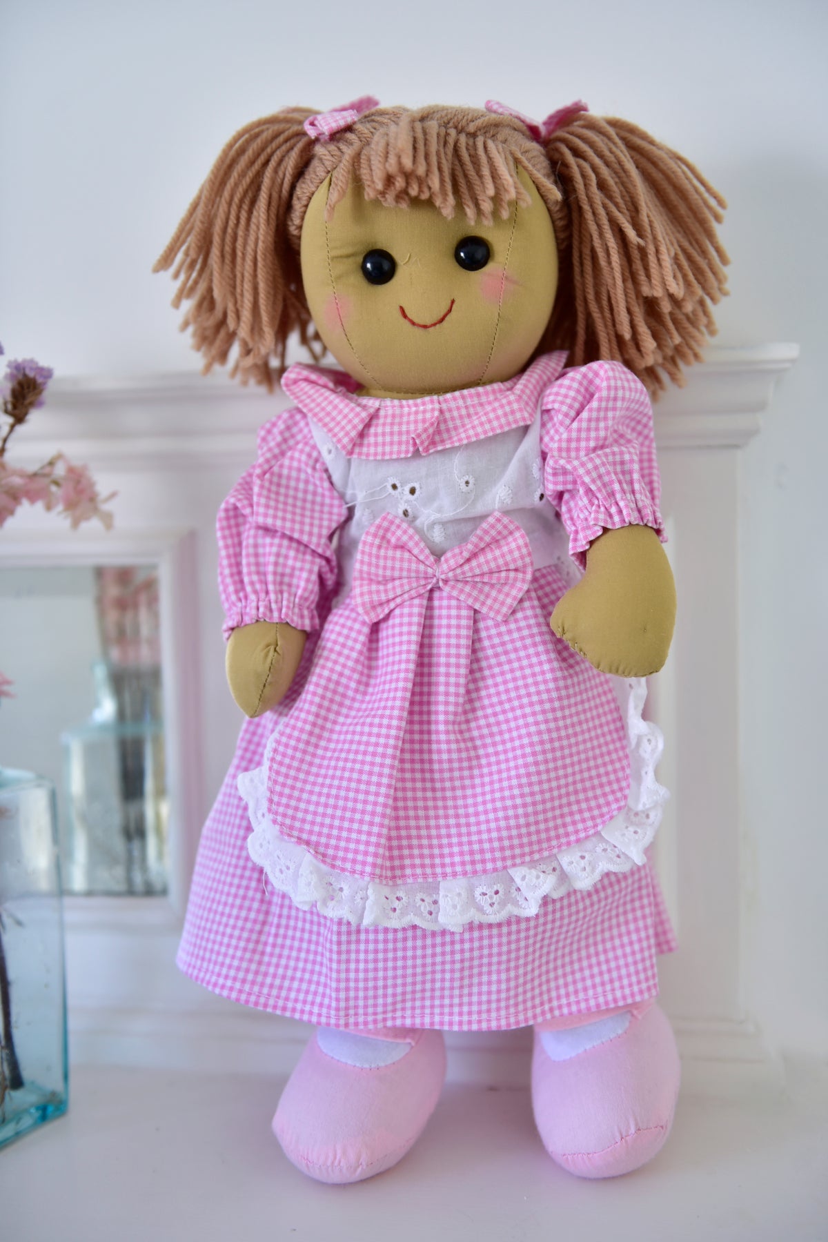 Pink Gingham Apron Doll - 40cm