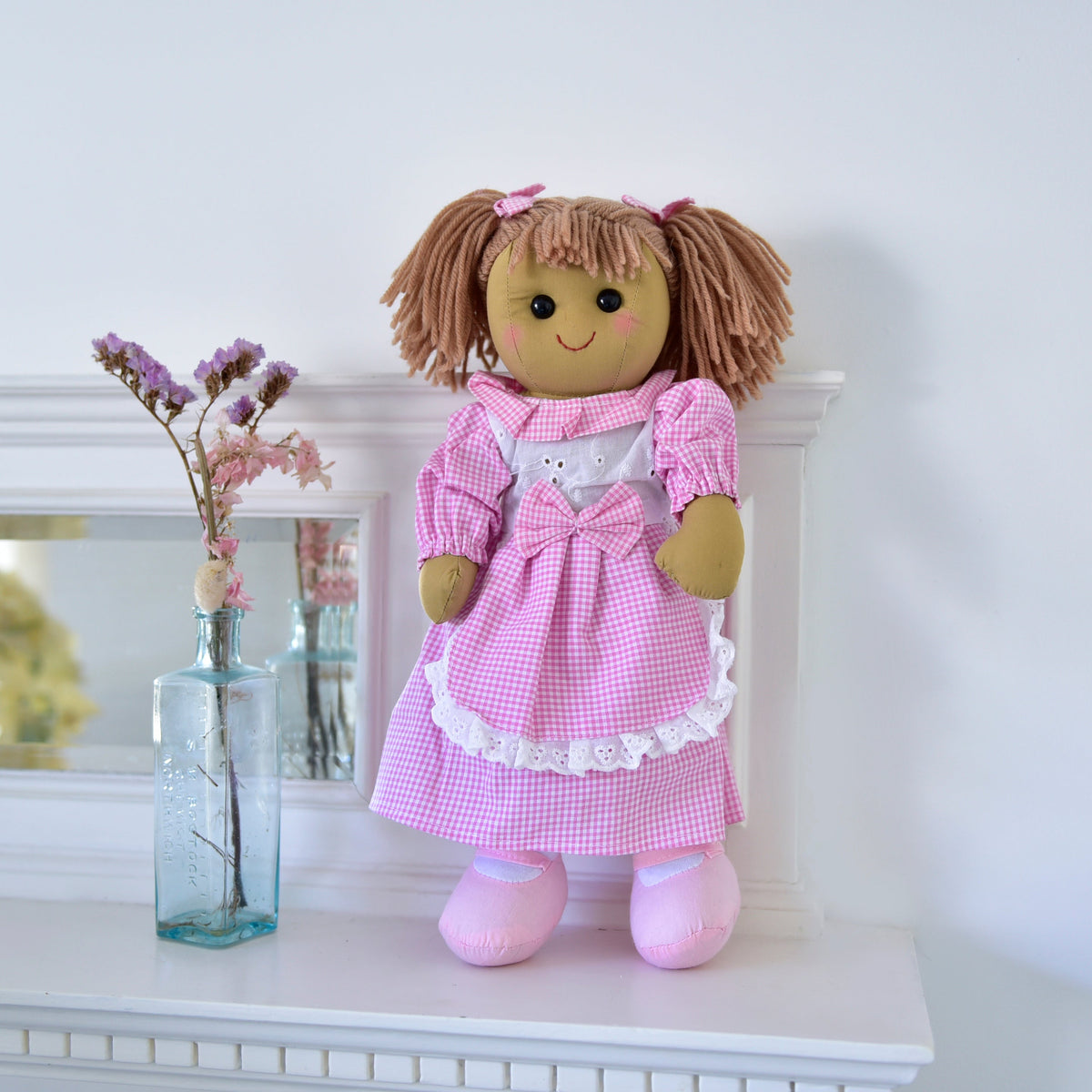 Pink Gingham Apron Doll - 40cm