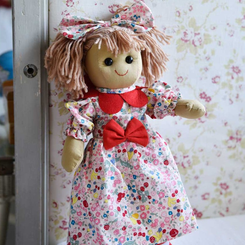40cm Rag Doll With Printed Dress And Petal Collar