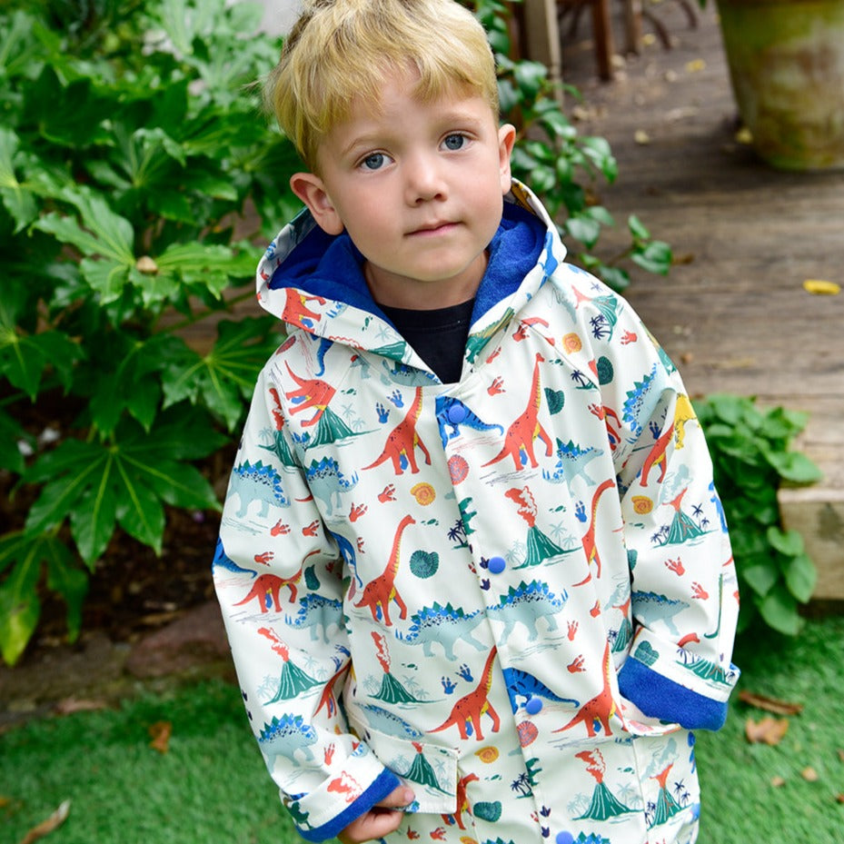 Colourful Dinosaur Print Raincoat