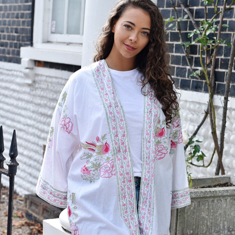 Pink & Mint Green Block Print Jacket