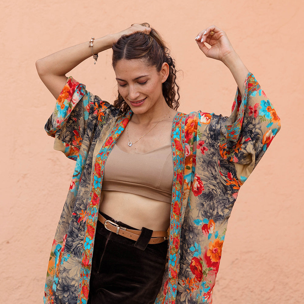 Colourful Floral Viscose Summer Jacket