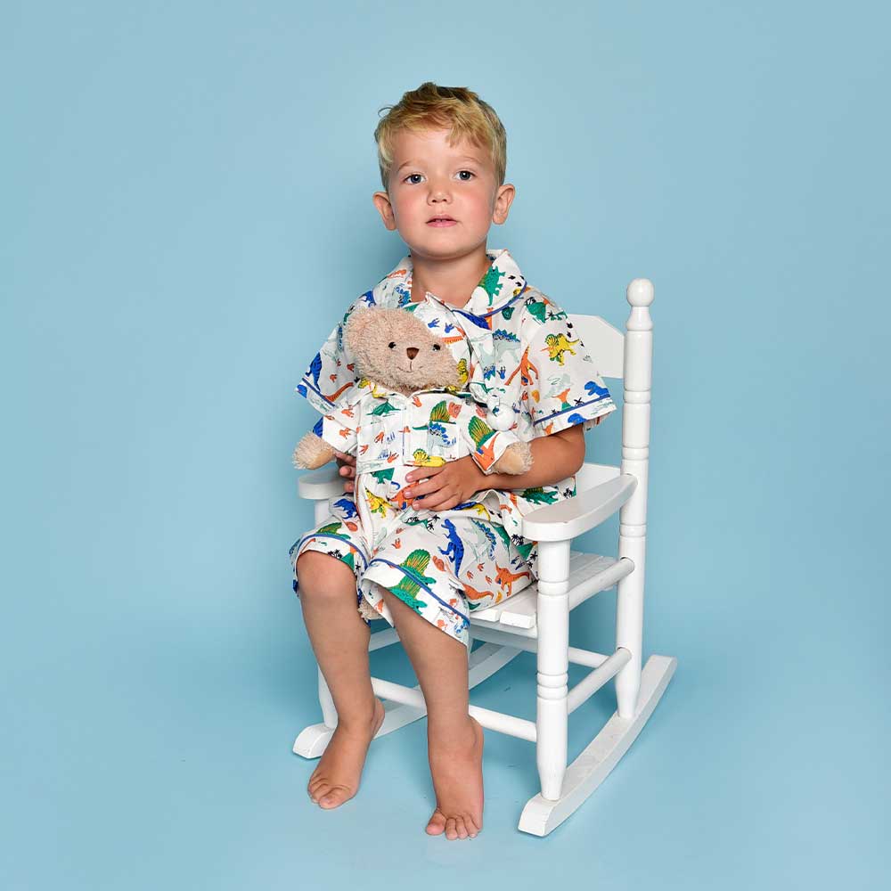 Teddy Bear in Colourful Dinosaur Pyjamas