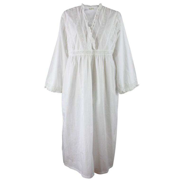 Tabitha, Long Sleeve Cotton Embroidered Nightdress